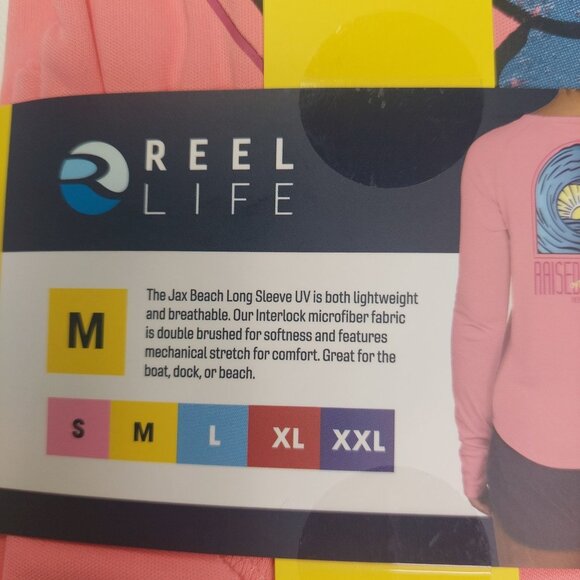 Reel Life Womens Jax Beach Long Sleeve UV Shirt "Raised By Water" M Salmon Rose - Picture 5 of 7